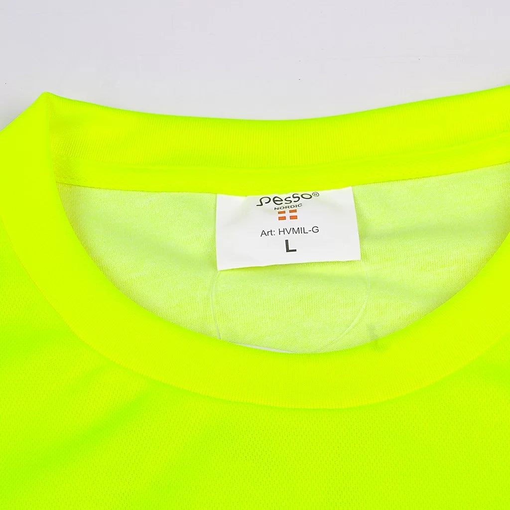 HVMIL_G, T-SHIRT À MANCHES LONGUES HAUTE VISIBILITÉ PESSO HVMIL, JAUNE