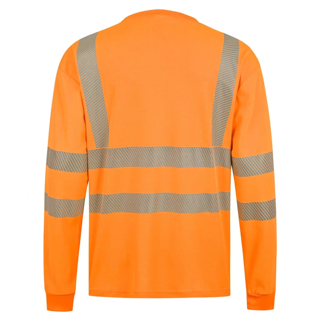 HVMIL_OR, T-SHIRT À MANCHES LONGUES HAUTE VISIBILITÉ PESSO, ORANGE