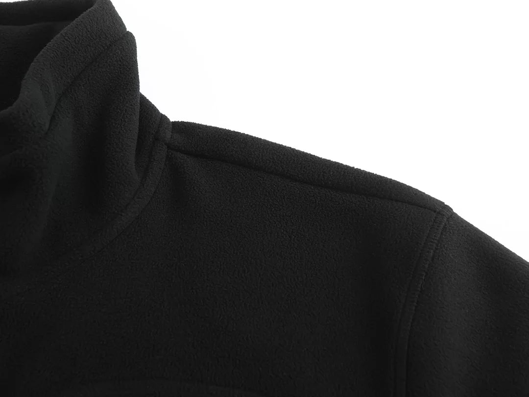 FMJN, ZIP THROUGH FLEECE SWEATER PESSO, BLACK