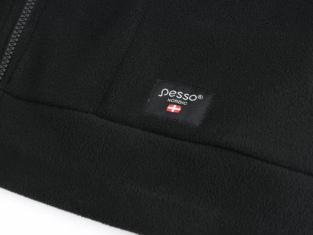 FMJN, ZIP THROUGH FLEECE SWEATER PESSO, BLACK