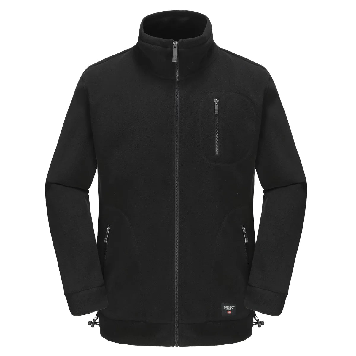 FMJN, ZIP THROUGH FLEECE SWEATER PESSO, BLACK