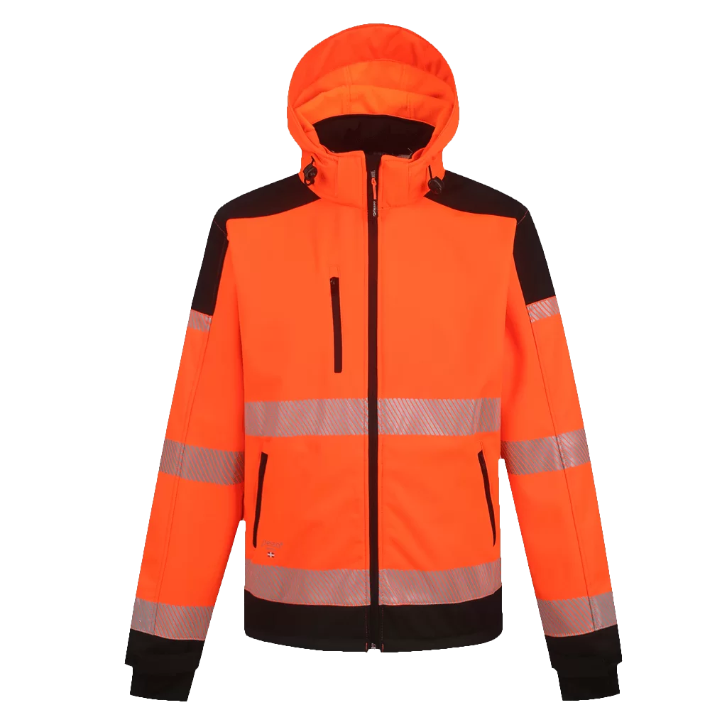 PALMERO_OR, HI-VIS SOFTSHELL JACKET PESSO PALERMO, ORANGE