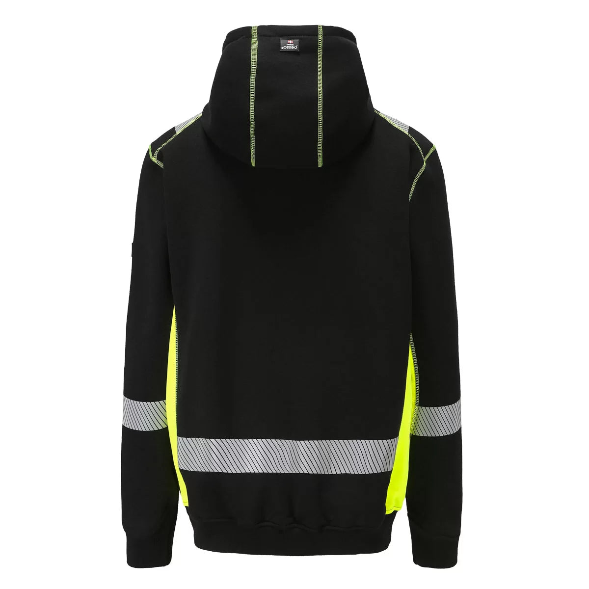 JERSEY_HV, WARM ZIP THROUGH HOODIE PESSO JERSEY, BLACK/YELLOW