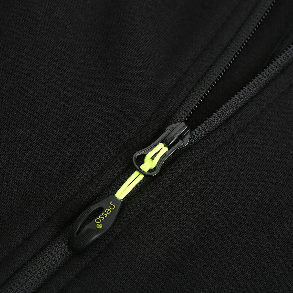 JERSEY_HV, WARM ZIP THROUGH HOODIE PESSO JERSEY, BLACK/YELLOW