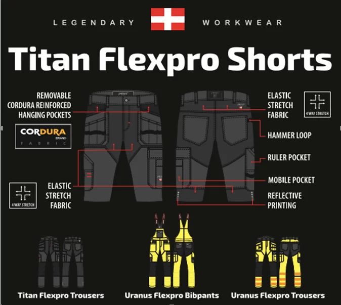 KB125P, WORKWEAR SHORTS PESSO TITAN FLEXPRO 125, SPACE GREY