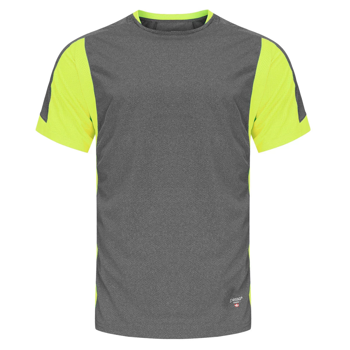 MP205_G, T-SHIRT PESSO BREEZE, GREY-YELLOW