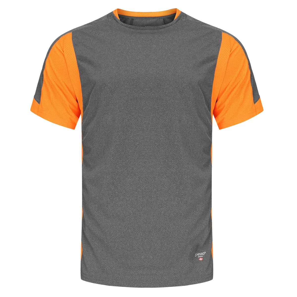 MP205_OR, T-SHIRT PESSO BREEZE, GREY-ORANGE