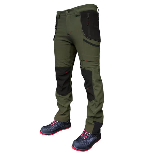 NEBRASKA_Z, SOFTSHELL PANTS PESSO NEBRASKA, OLIVE GREEN