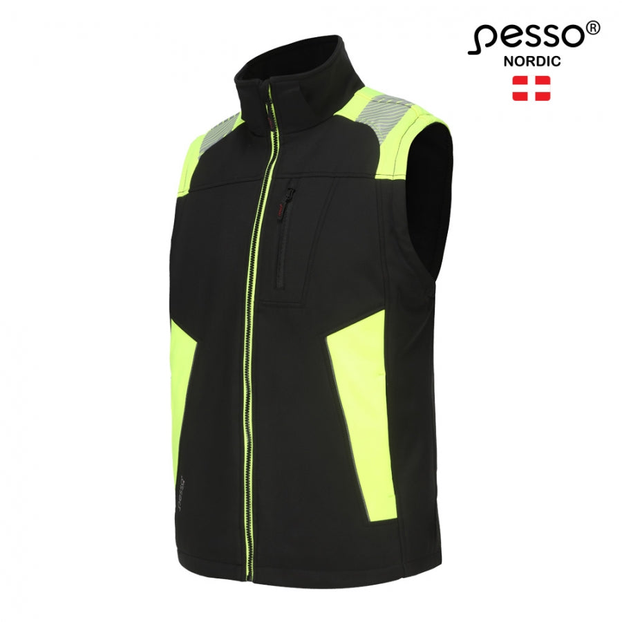 VESTA , SOFTSHELL VEST PESSO SOFTBLACK, BLACK YELLOW