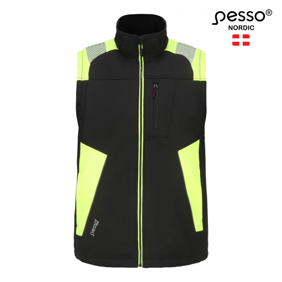 VESTA , SOFTSHELL VEST PESSO SOFTBLACK, BLACK YELLOW