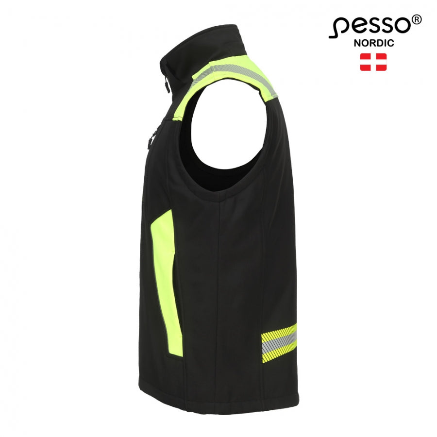 VESTA , SOFTSHELL VEST PESSO SOFTBLACK, BLACK YELLOW