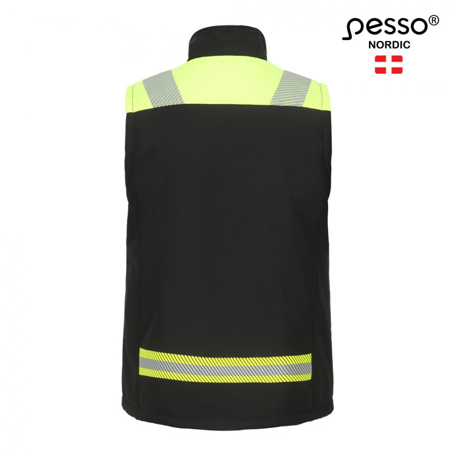 VESTA , SOFTSHELL VEST PESSO SOFTBLACK, BLACK YELLOW